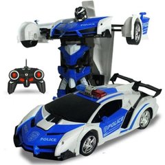 Машинка Трансформер з пультом Lamborghini Police Robot Car Size 18 Синя