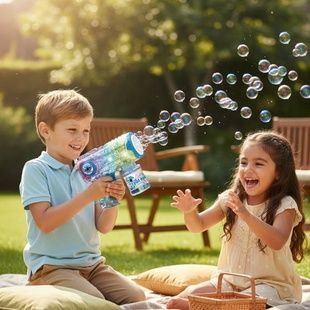 Пістолет акумуляторний генератор мильних бульбашок Стич 688-5 A Bubble Gun Синій