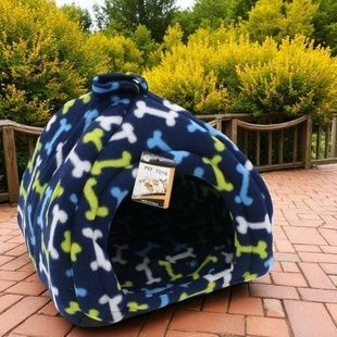 М'який будиночок Pet Hut для собак та кішок Синій з кісточками
