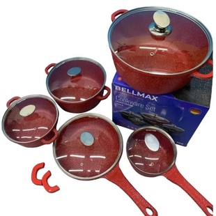 Набір посуду 12 предметів Bellmax Cookware Set BM-100 Червоний