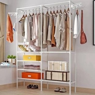 Вішалка для підлоги на дві секції з полицями Clothes Rack 406 Біла