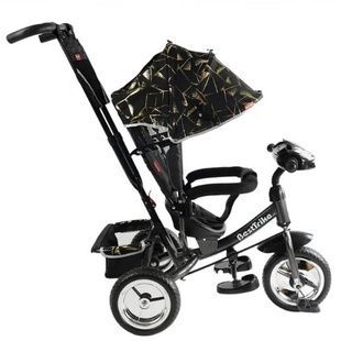 Велосипед трехколесный с ручкой и козырьком 60-775 Best Trike Черный с золотым