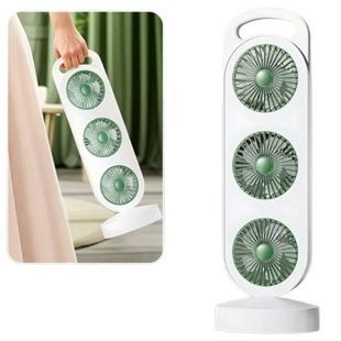 Вентилятор тройной аккумуляторный Three head fan LY-856 Белый