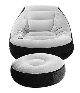 Надувной диван AIR SOFA | Надувное велюровое кресло с пуфиком