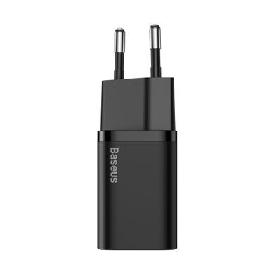 МЗП Baseus Super Si Quick Charger 1C 25W EU Sets Black（With Mini White Cable Type-C to Type-C 3A 1m Black）