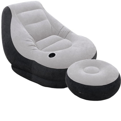 Надувной диван AIR SOFA | Надувное велюровое кресло с пуфиком