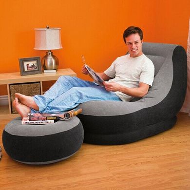 Надувний диван AIR SOFA | Надувне велюровое крісло з пуфом