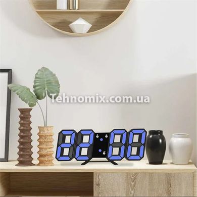 Електронні настільні годинник з будильником і термометром LY 1089 Чорні з синім підсвічуванням