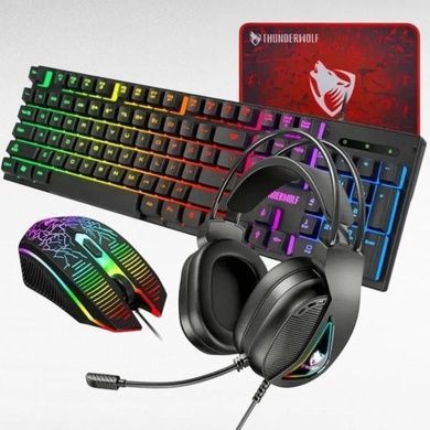 Игровой комплект клавиатура, мышь, наушники, коврик Gaming Combo 4-in-1 T-Wolf TF-400 Черный