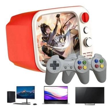 Игровая портативная консоль Ретро с монитором 3.5" + два джойстика 740 игр H7 Mini TV Оранжевая