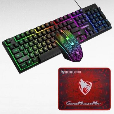 Игровой комплект клавиатура, мышь, наушники, коврик Gaming Combo 4-in-1 T-Wolf TF-400 Черный