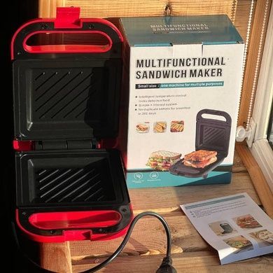 Сендвічниця електрична з антипригарним покриттям sandwich maker XL-1625 Червона