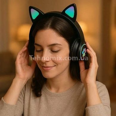 Беспроводные Bluetooth наушники с кошачьими ушками LED CAT EAR P33 Черные