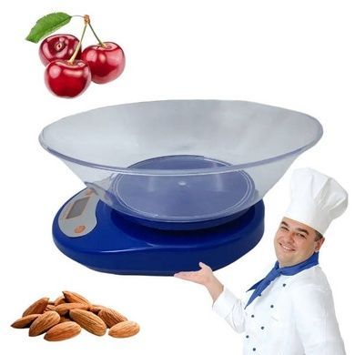 Весы кухонные до 7кг с чашей KE-2 scale Синие