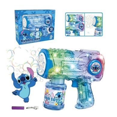 Пістолет акумуляторний генератор мильних бульбашок Стич 688-5 A Bubble Gun Синій
