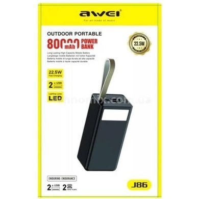 Power Bank 22.5W 80000mah AWEI AND J86 Чорний