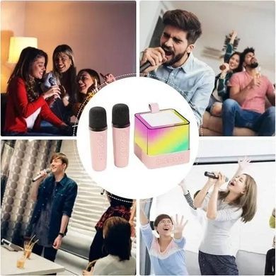 Колонка портативна з 2 караоке мікрофонами Bluetooth LED К18