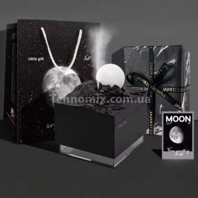 Нічник-зволожувач повітря з підсвічуванням Місяць Moon Meteorite Чорний