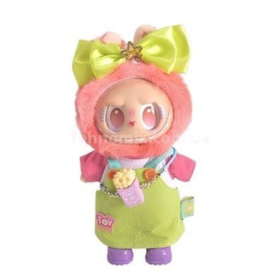 Игрушка-брелок Лабубу со съемными одежками H-17см YF 004 Коралловая