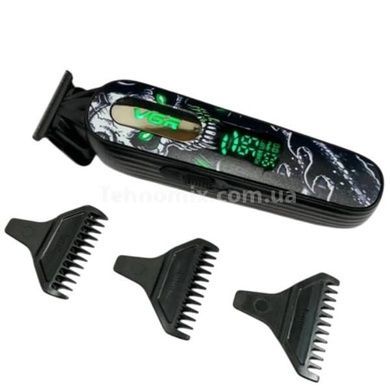 Триммер с LED-дисплеем и 3 насадками, 2000mAh, 9000 RPM, VGR V-260 Черный с зеленым