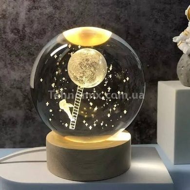 Куля акрилова світиться Висадка на місяць 6см з підсвічуванням на підставці