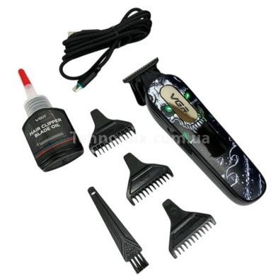 Триммер с LED-дисплеем и 3 насадками, 2000mAh, 9000 RPM, VGR V-260 Черный с зеленым
