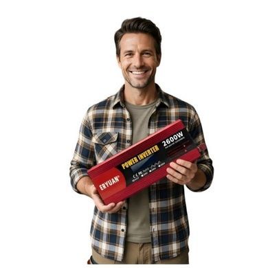 Преобразователь напряжения с 12V&rarr;220V с чистым синусом 2600W и дисплеем EY-2600W EYURAN LCD SMART Красный
