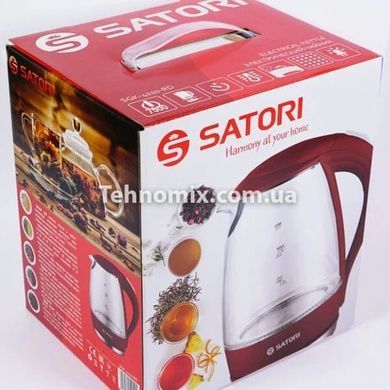 Електрочайник скляний з підсвічуванням SATORI SGK-4110-RD 2000 Вт, 1.7 л Бордовий