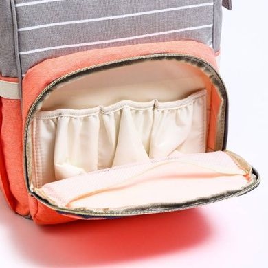 Сумка-рюкзак для мам Mom Bag Сіра з червоним