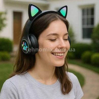 Беспроводные Bluetooth наушники с кошачьими ушками LED CAT EAR P33 Черные