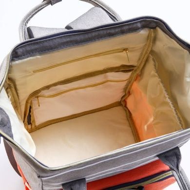 Сумка-рюкзак для мам Mom Bag Сіра з червоним
