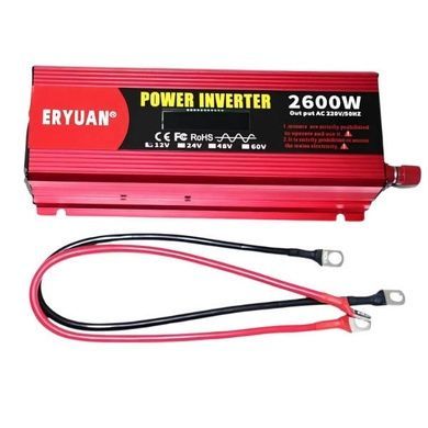 Преобразователь напряжения с 12V&rarr;220V с чистым синусом 2600W и дисплеем EY-2600W EYURAN LCD SMART Красный
