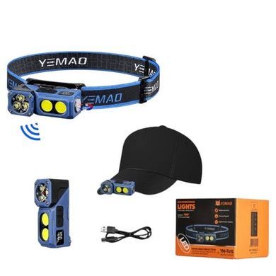 Ліхтар налобний акумуляторний YEMAO YM-T615, 500LM Чорний із синім