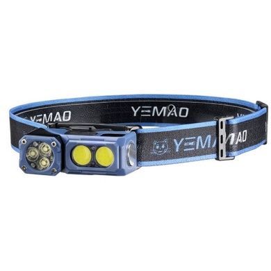 Ліхтар налобний акумуляторний YEMAO YM-T615, 500LM Чорний із синім
