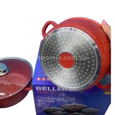 Набір посуду 12 предметів Bellmax Cookware Set BM-100 Червоний