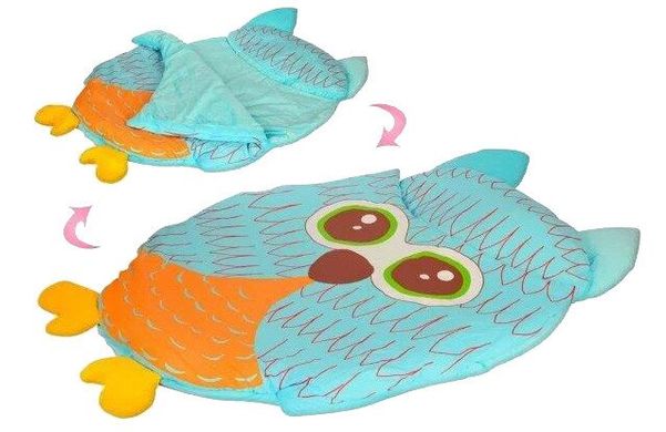 Детский спальный мешок Сова (102*76 см) для мальчиков и девочек Голубой