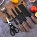 Набір ножів кухонних 4 шт + ножиці та овочечистка Kitchen utensils HA-177 Чорний