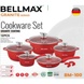 Набір посуду 12 предметів Bellmax Cookware Set BM-100 Червоний