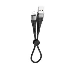 Кабель BOROFONE BX32 USB to iP 2.4A, 0.25m, nylon, алюминий+TPE connectors, Black