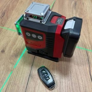 Лазерний рівень нівелір акмуляторний з магнітною підставкою 4D Чорний з червоним