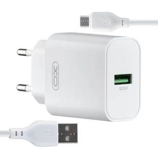 Мережевий зарядний пристрій блок живлення XO L103 QC3.0 18W Charger with Micro cable