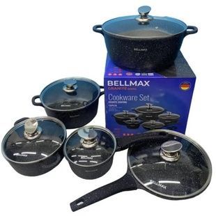 Набір посуду 12 предметів Bellmax Cookware Set BM-100 Чорний