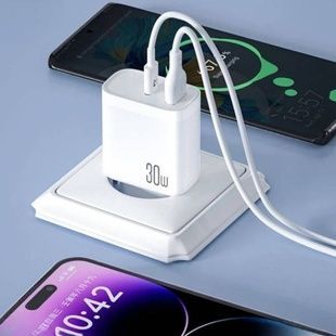 Мережевий зарядний пристрій блок живлення XO L116 PD30W/QC18W 1USB-C+1USB-A fast charging charger with Micro cable