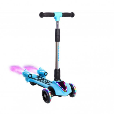 Детский самокат Scooter с Музыкой Дымом Подсветкой и bluetooth Синий