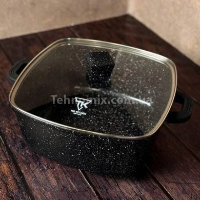 Набор квадратных кастрюль + сковорода с крышками 10 предметов Top Kitchen TK 00205 Черный