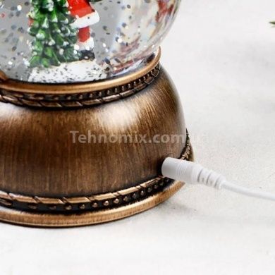 Куля новорічна з підсвічуванням від батарей та USB 20*10*10 Гномик з ялинкою