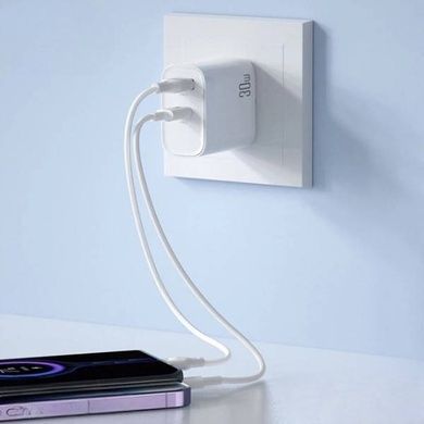 Мережевий зарядний пристрій блок живлення XO L116 PD30W/QC18W 1USB-C+1USB-A fast charging charger with Micro cable