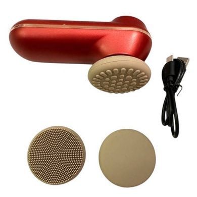 Массажер-щетка для лица с 3 насадками аккумуляторная Facial Beauty Instrument Красная