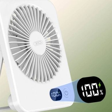 Вентилятор настільний акумуляторний з дисплеєм 16.5*13.2*3.8см Білий