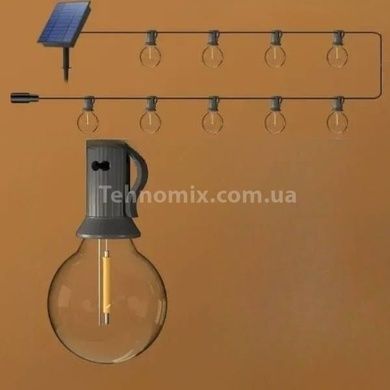 Гирлянда в ретро стиле уличная с солнечной панелью 9м/30 LED НА-91 Черная